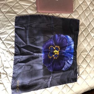 Gucci black square silk scarf